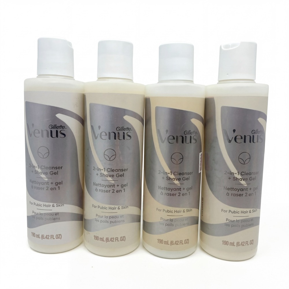 4 Pack Gillette VENUS 2 in 1 Cleanser and Shave Gel Gentle Hydrating 6.42oz ea